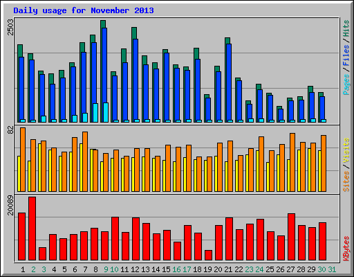 Daily usage for November 2013