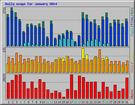 Daily usage for January 2014