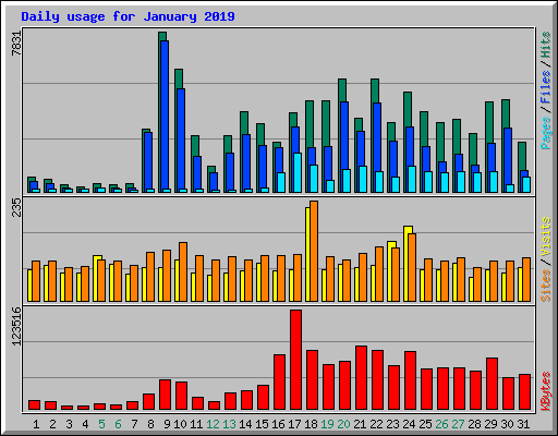 Daily usage for January 2019