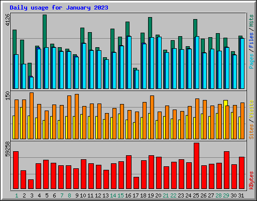 Daily usage for January 2023