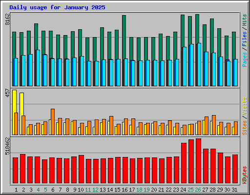 Daily usage for January 2025
