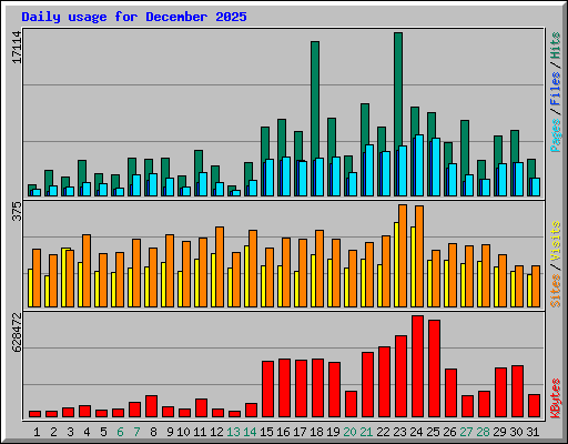 Daily usage for December 2025